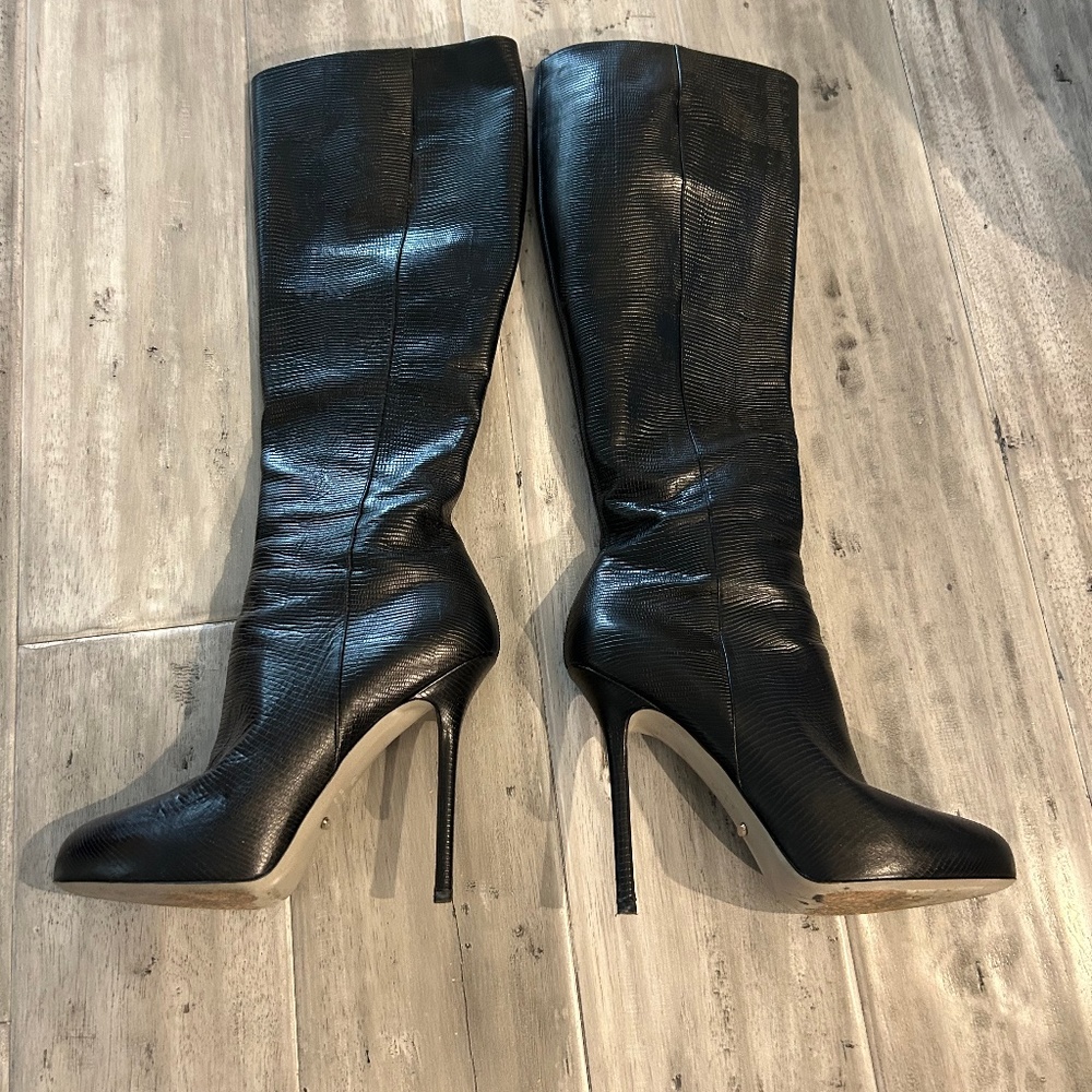 Sergio Rossi Leather High Heel Boots (38EU) - Black